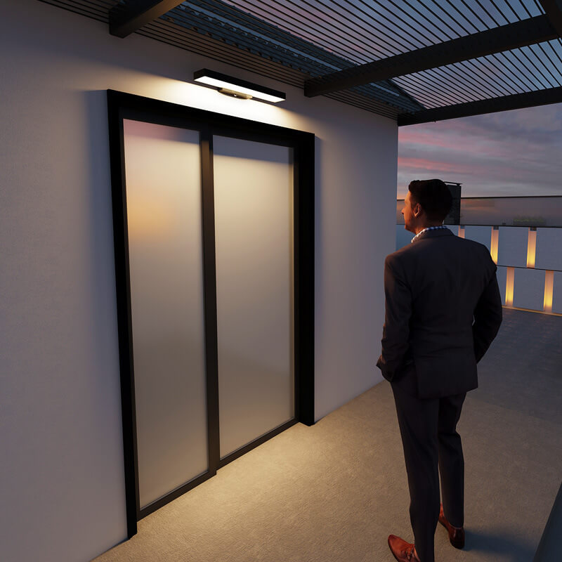Minimalistisk LED-vägglampa utomhus med rörelsesensor