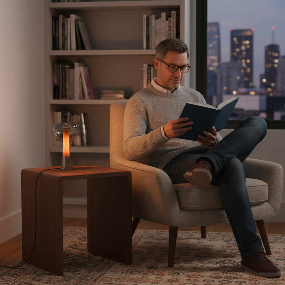 LavaGlow – Stämningsfull bordslampa med LED-belysning och kreativ glasdesign