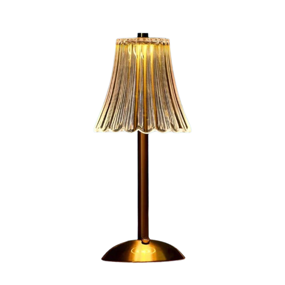 AuroLuxe – Trådlös bordslampa i kristall och metall med elegant LED-belysning