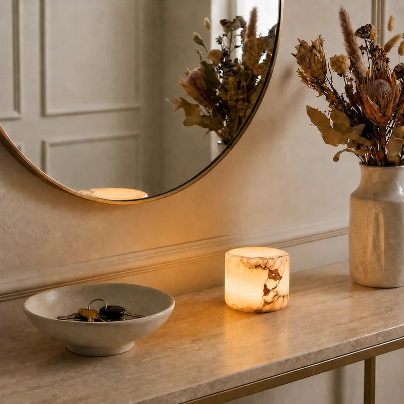 Uppladdningsbar bordslampa i marmor med touchkontroll