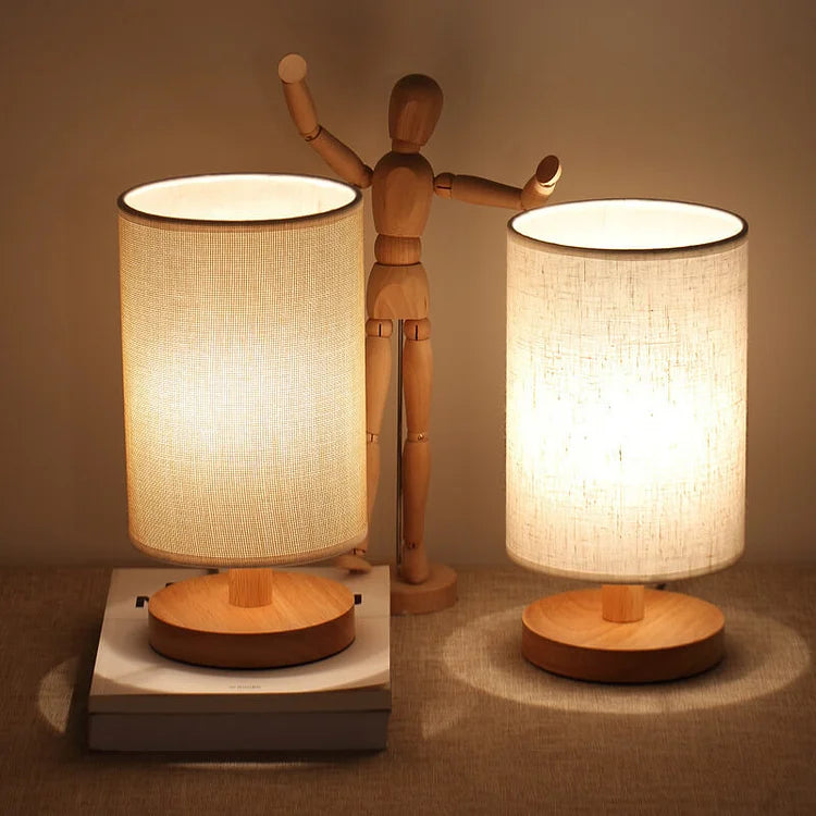 Aiko – Organisk Lampa i Trä & Linne med Fjärrkontroll