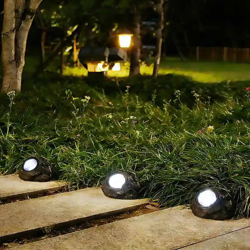 Solcellsdriven trädgårdslampa i stenlook med LED