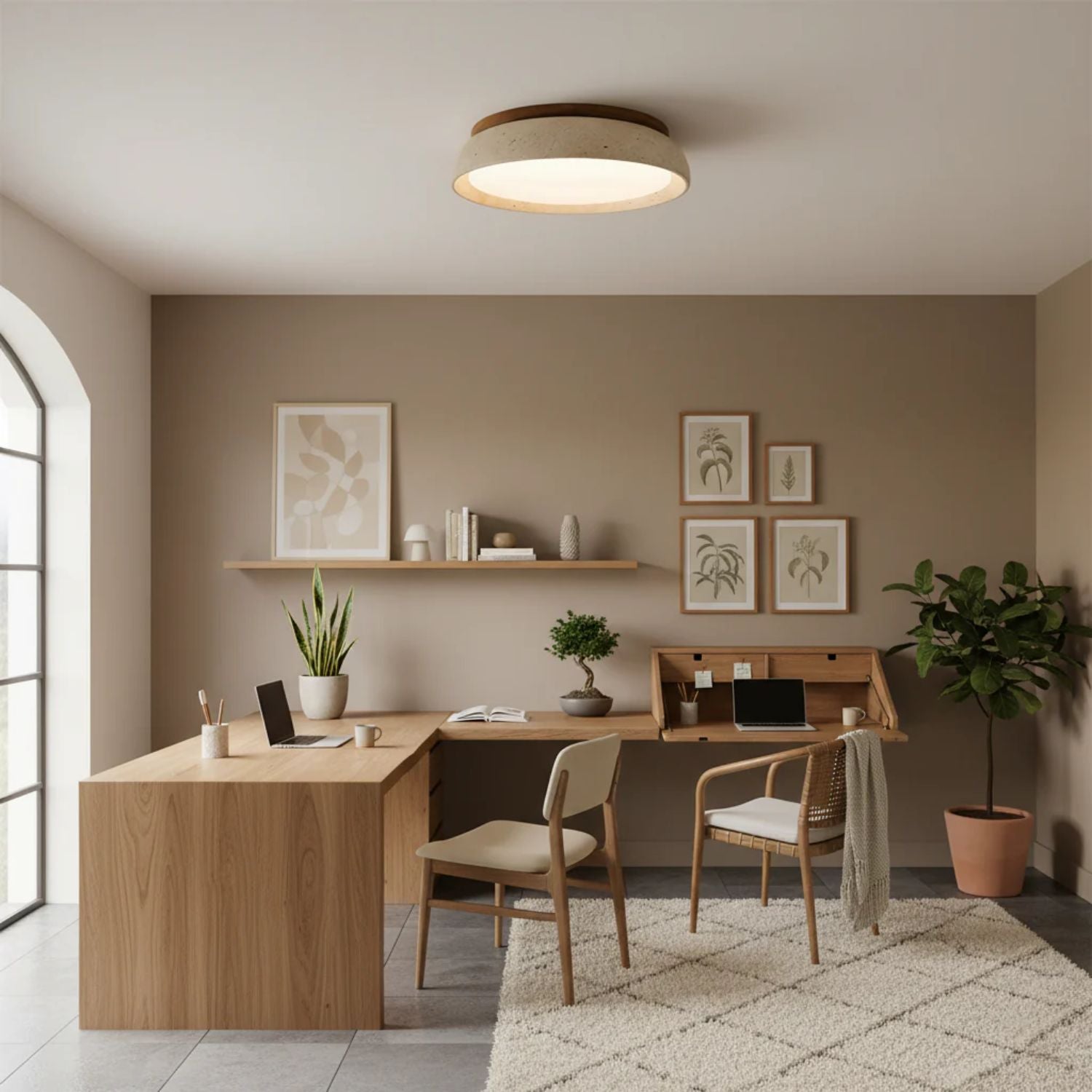 Depiara – Naturlig Plafondlampa i Travertin med Mjuk LED-belysning