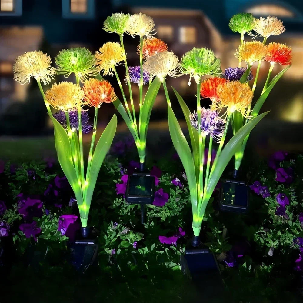 Solcellsdriven trädgårdslampa med maskrosdesign