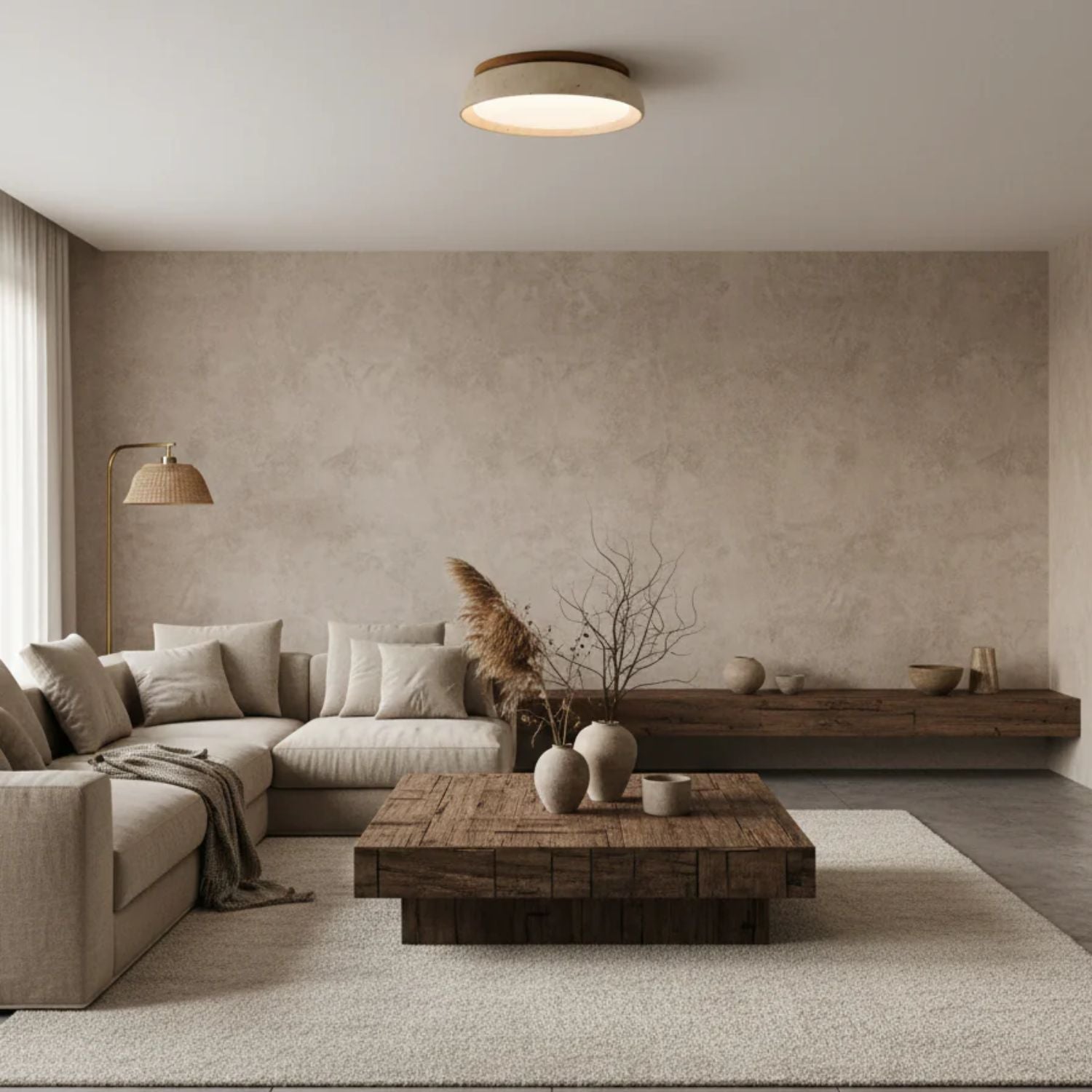 Depiara – Naturlig Plafondlampa i Travertin med Mjuk LED-belysning