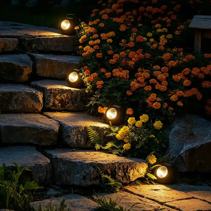 Solcellsdriven trädgårdslampa i stenlook med LED