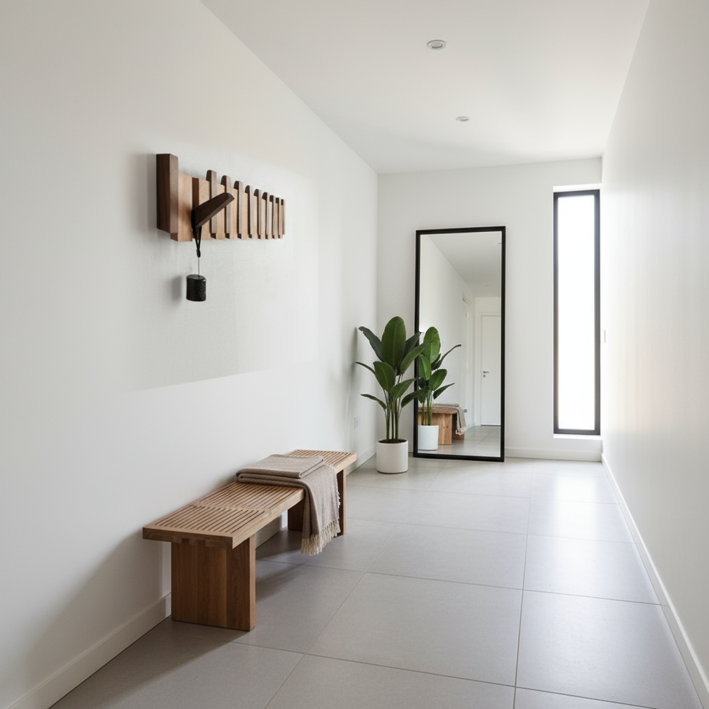 PianoHook – Väggmonterad Klädhängare i Massivt Trä med Infällbara Krokar