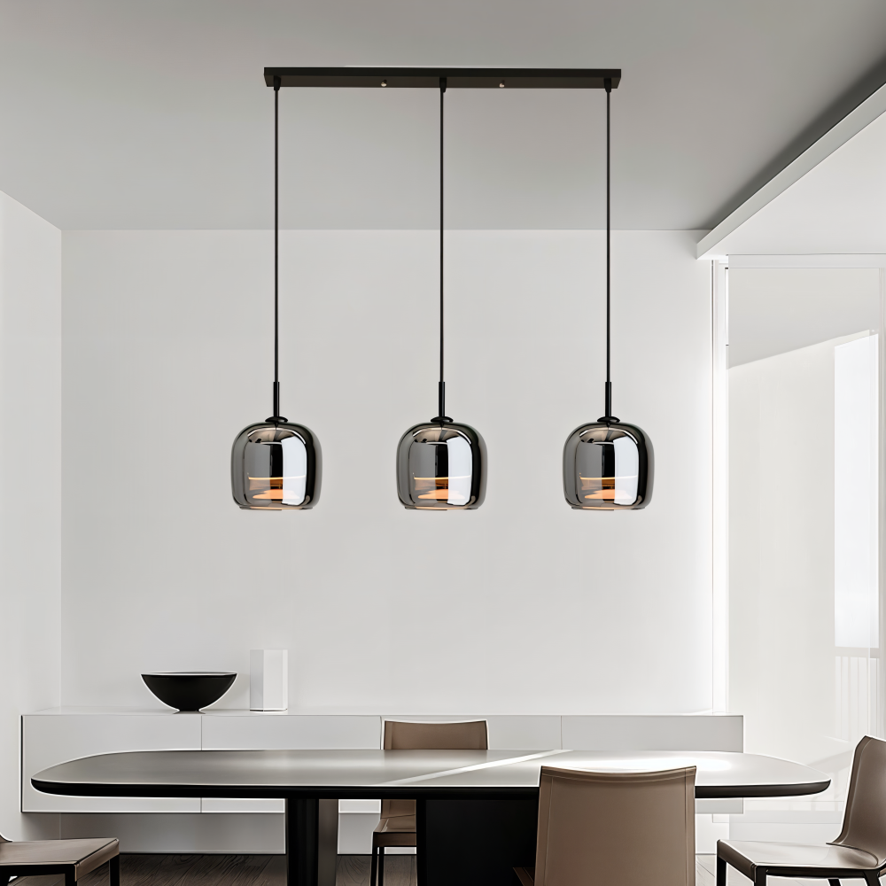 Goblera – Glaspendellampa i Svartgrå Design med Kelchform