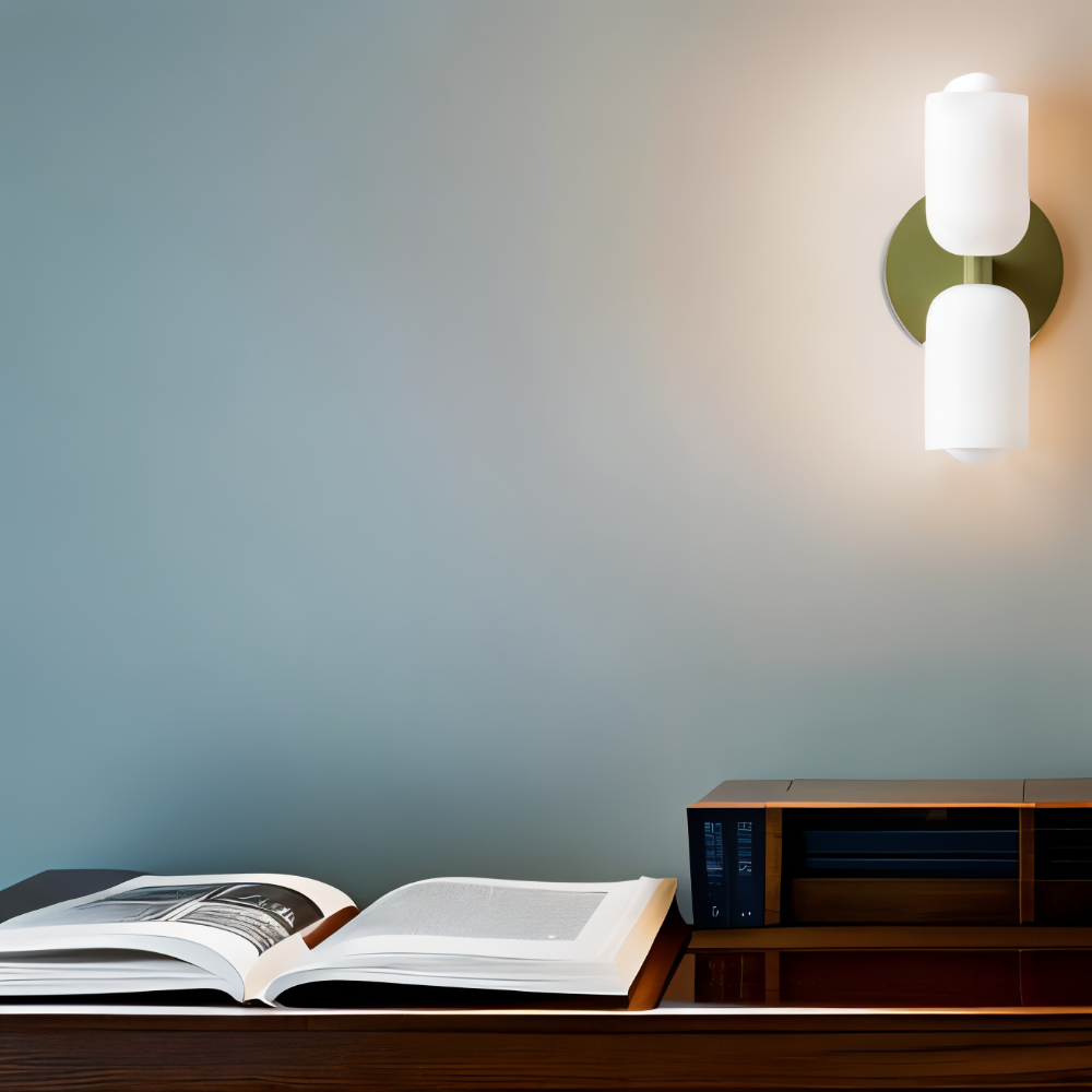 DualGlow – Vägglampa med Två Huvuden i Akryl & Metall för Modern Inomhusbelysning