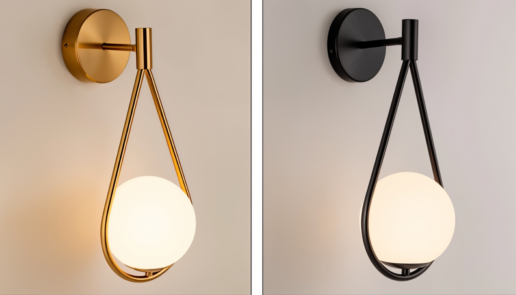 Luméa – Vägglampa i Droppformad Glasdesign med Konstnärlig Metallram