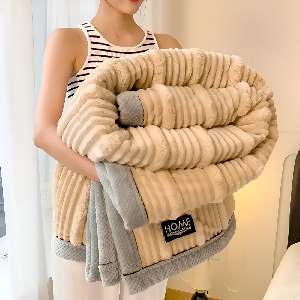 StripeHaven Pläd – Varm, Hållbar & Vintage-Inspirerad Fleecefilt