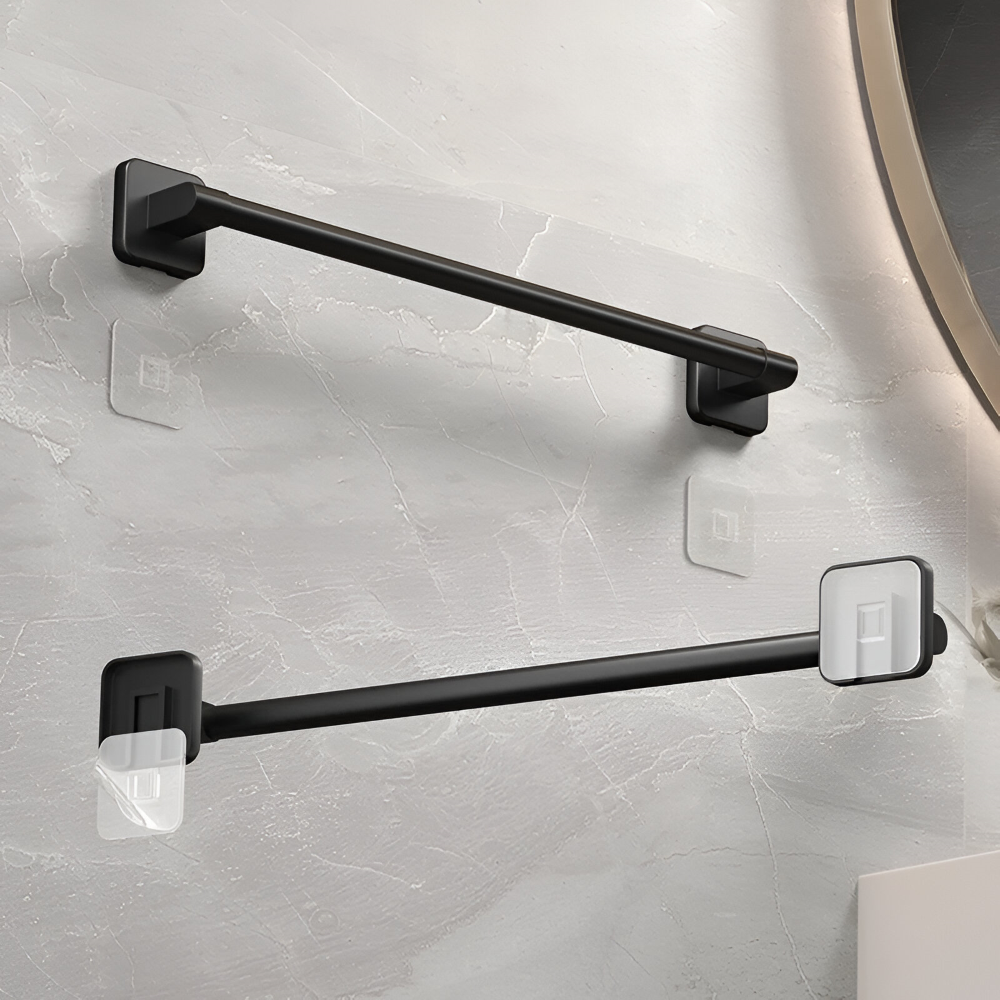 BlackBar – Svart Självhäftande Handdukshållare i Aluminium (30/40/50 cm)