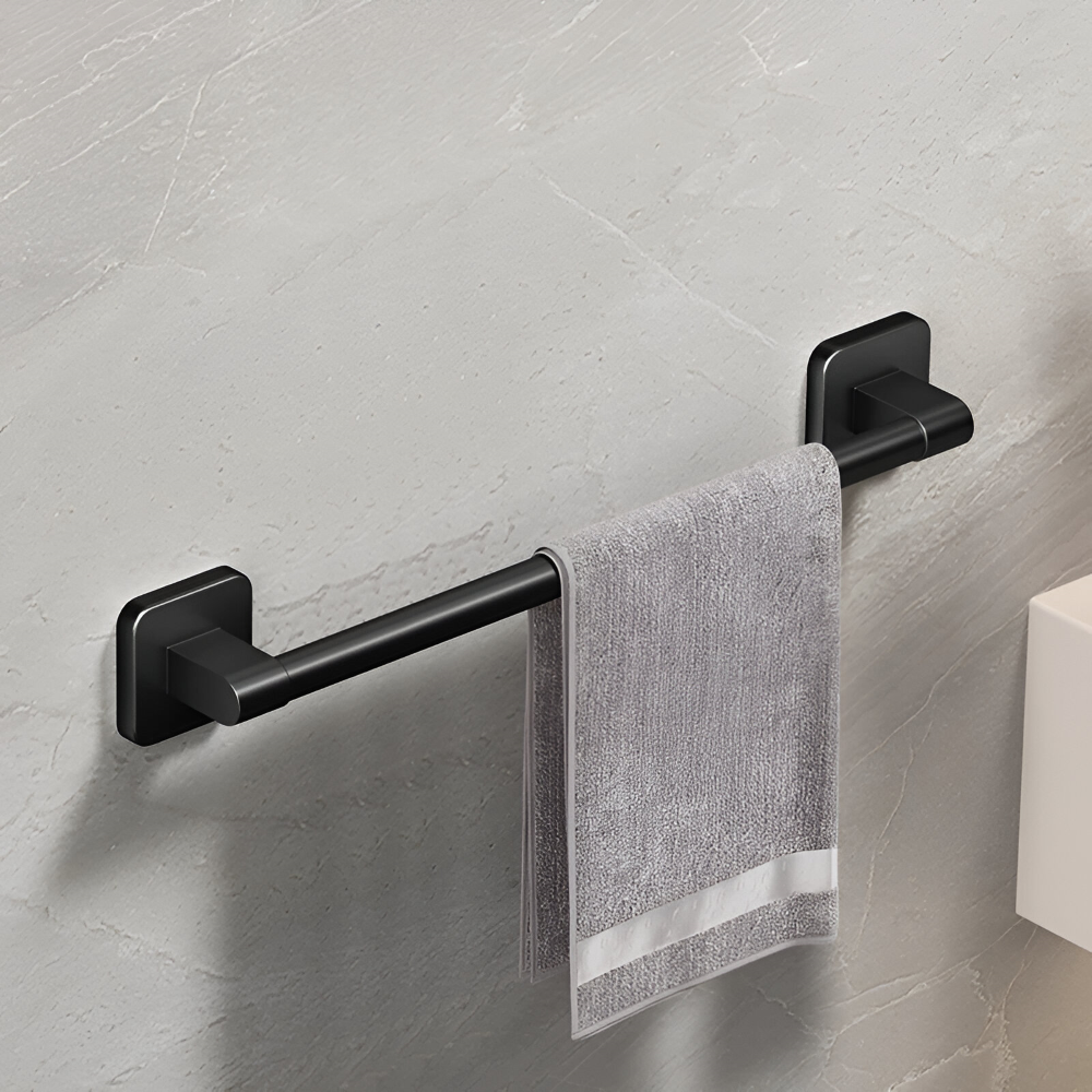 BlackBar – Svart Självhäftande Handdukshållare i Aluminium (30/40/50 cm)