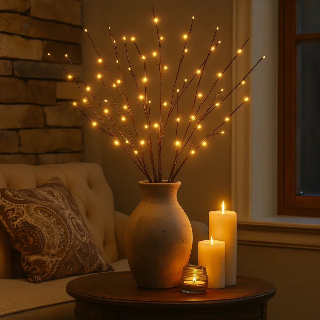 LED Grenbelysning – Dekorativa Sfegrenar med 120 Varmvita LED-ljus (68 cm)