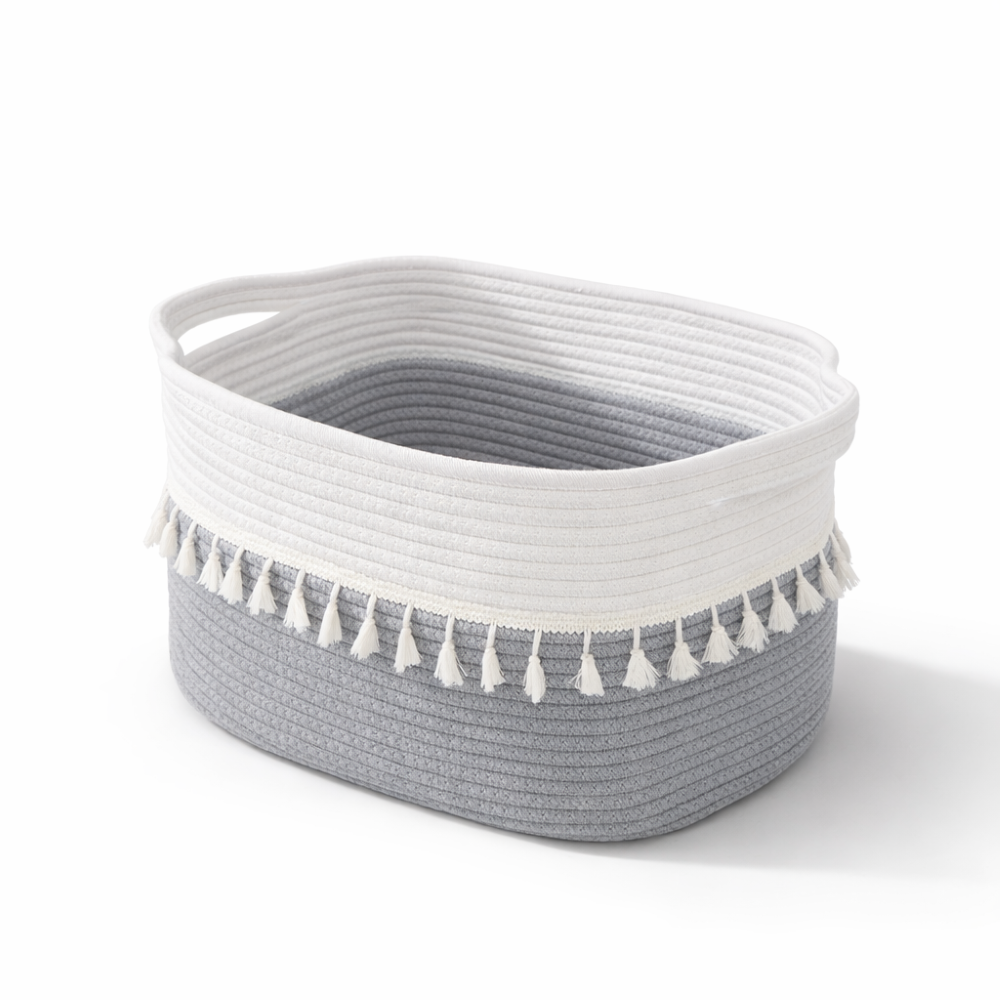 BohemiaFrans – Boho Förvaringskorg i Flätad Bomull med Handtag