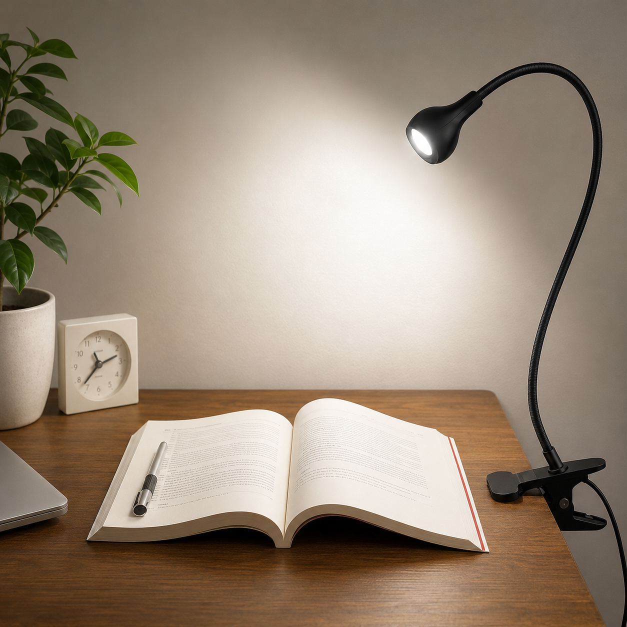 ClipNGlow – Flexibel 360° Skrivbordslampa med USB-ström och Klämfäste