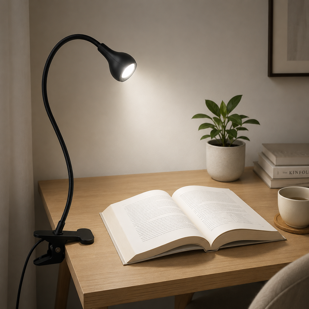 ClipNGlow – Flexibel 360° Skrivbordslampa med USB-ström och Klämfäste