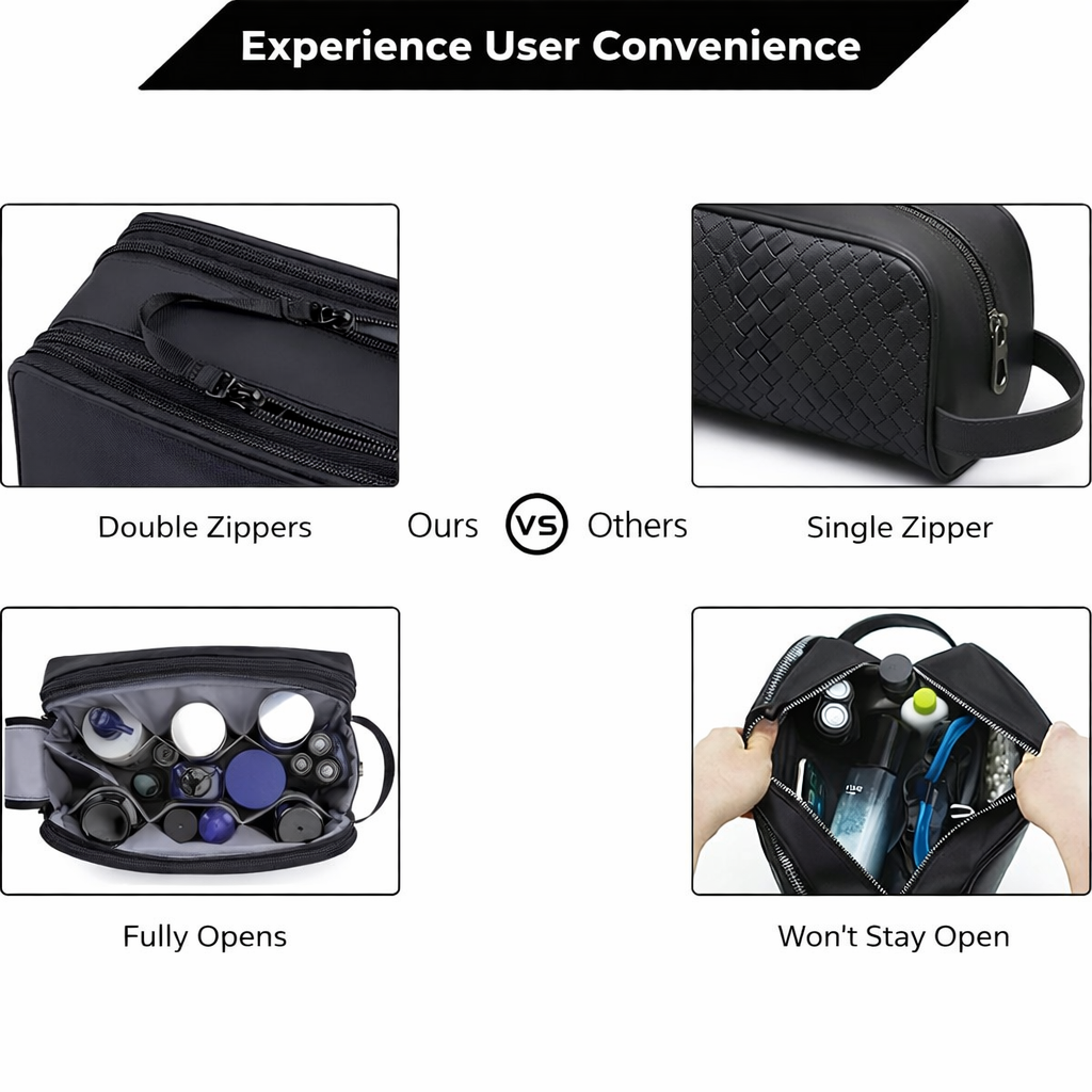 Voyago Pro – Rymlig Necessär för Herr med Dubbla Dragkedjor