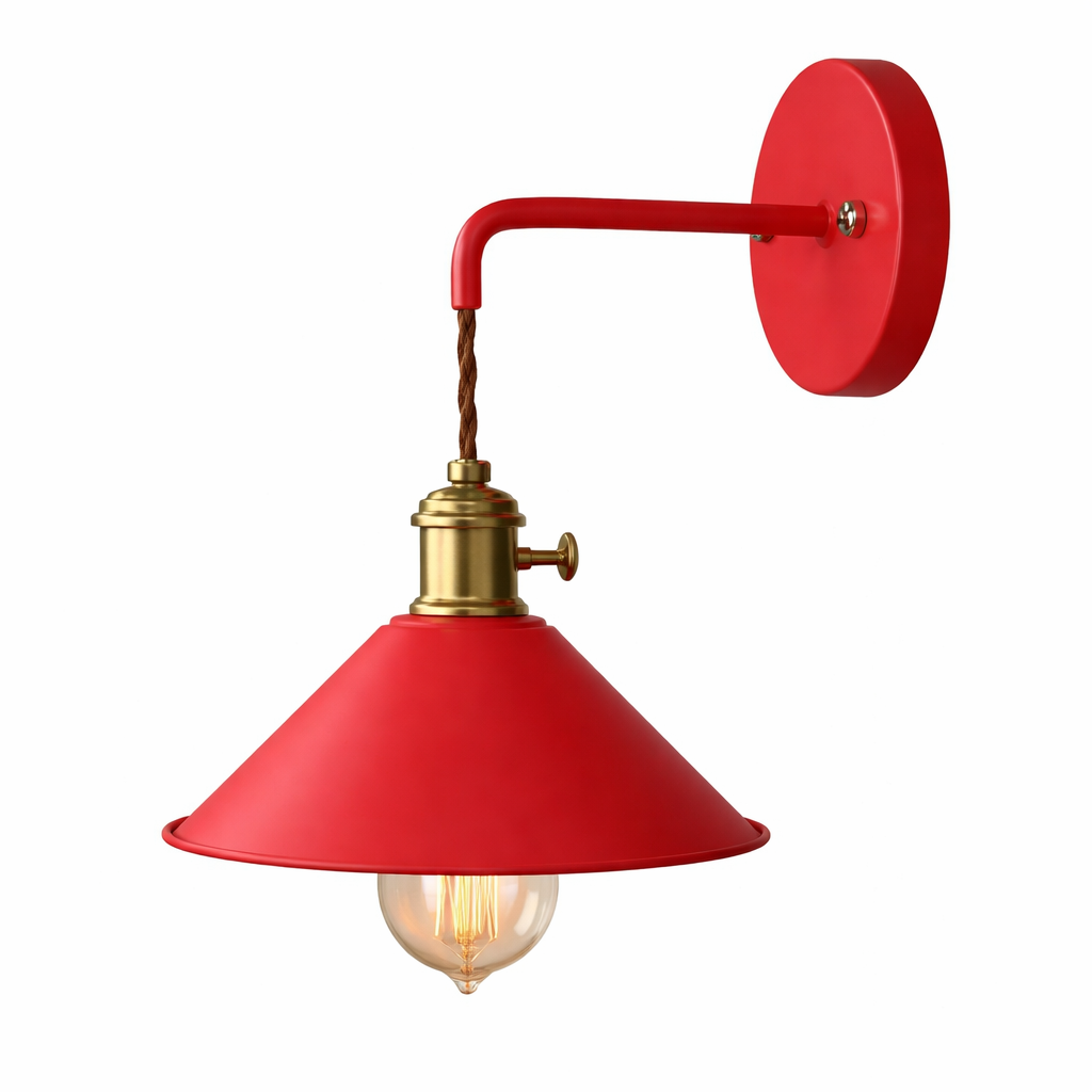 RetroGlow – Vintage Vägglampa i Metall med Klassisk Konformad Design