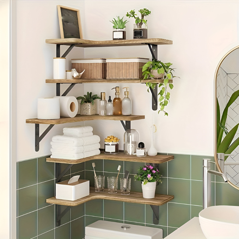 BohoCorner Set – Rustika Hörnhyllor i 3/5-Pack för Bohemisk Inredning