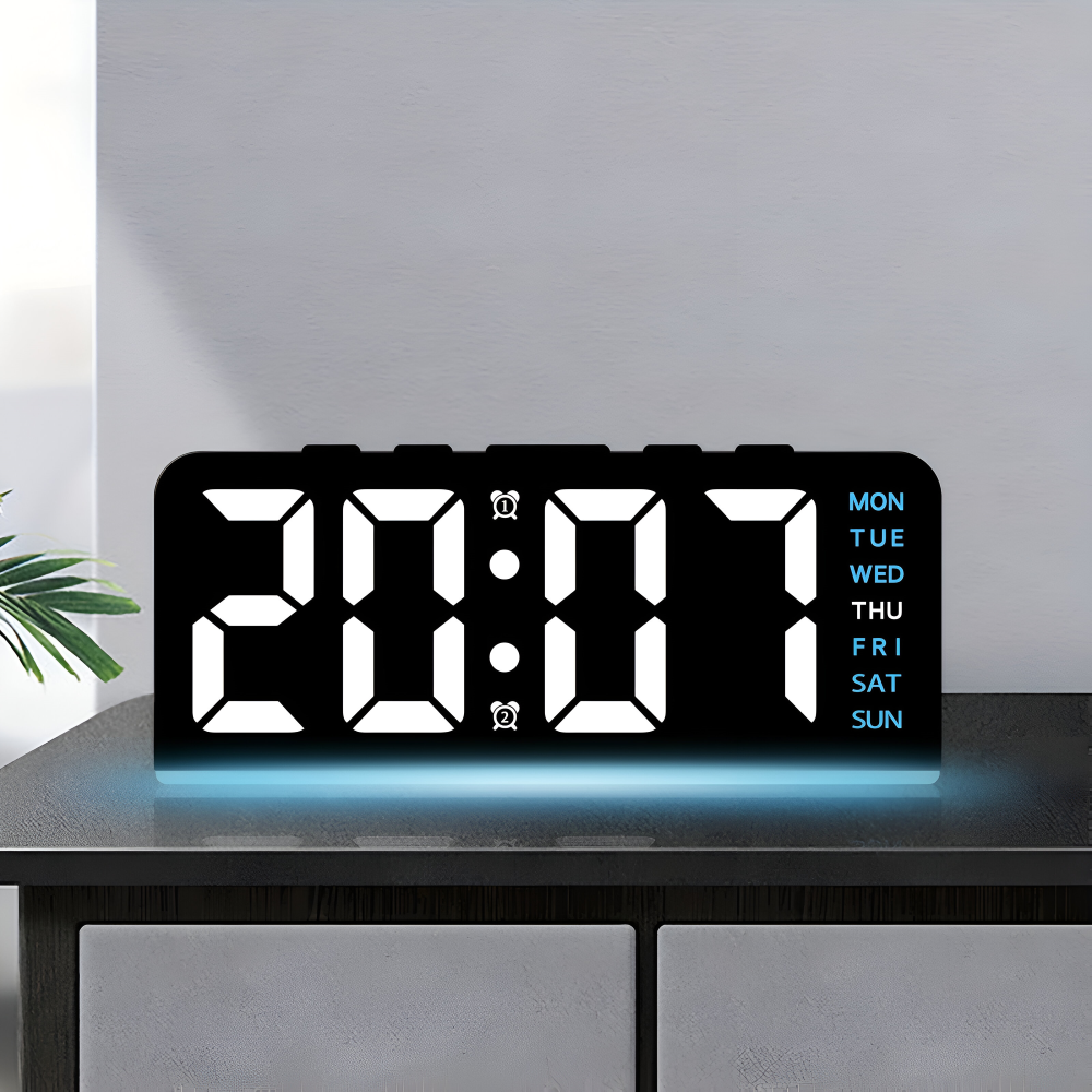 LumiRipple – Modern Tyst LED Väckarklocka i Oregelbunden Design