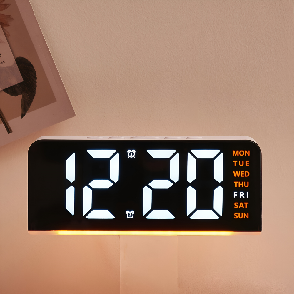 LumiRipple – Modern Tyst LED Väckarklocka i Oregelbunden Design