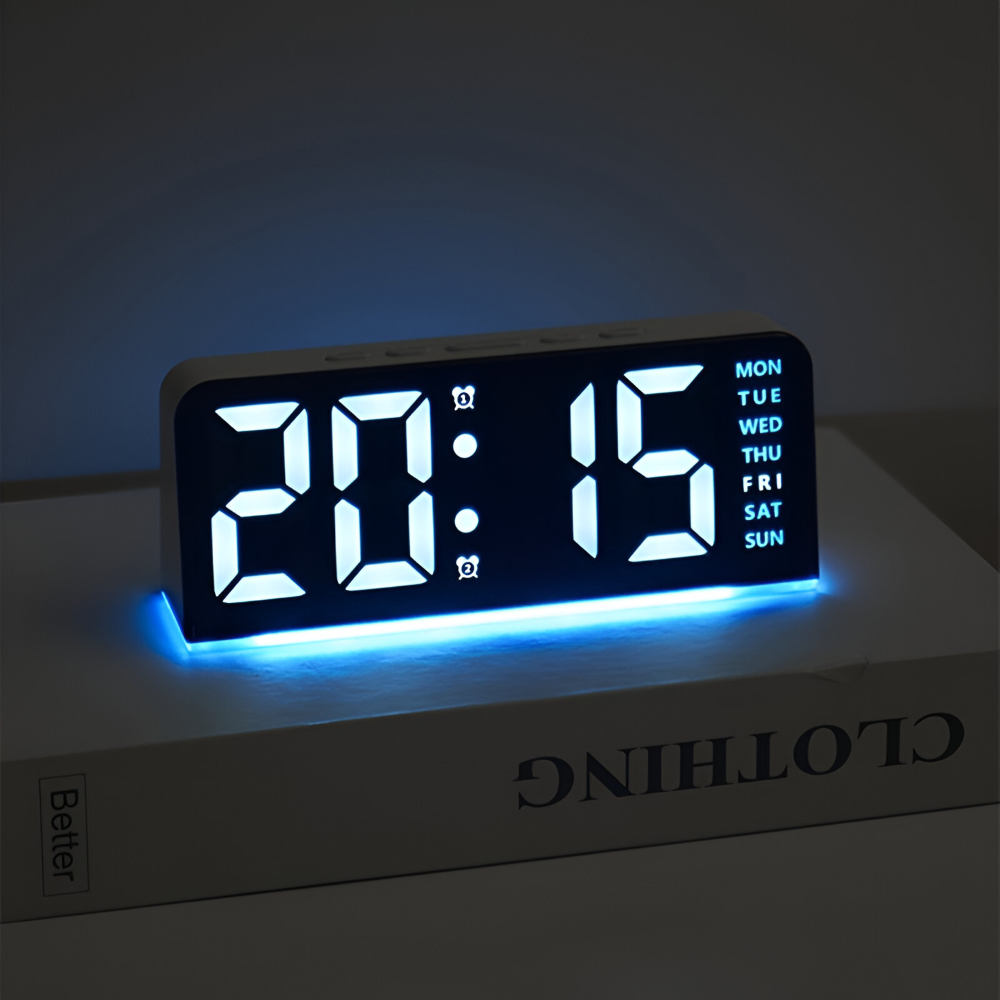 LumiRipple – Modern Tyst LED Väckarklocka i Oregelbunden Design