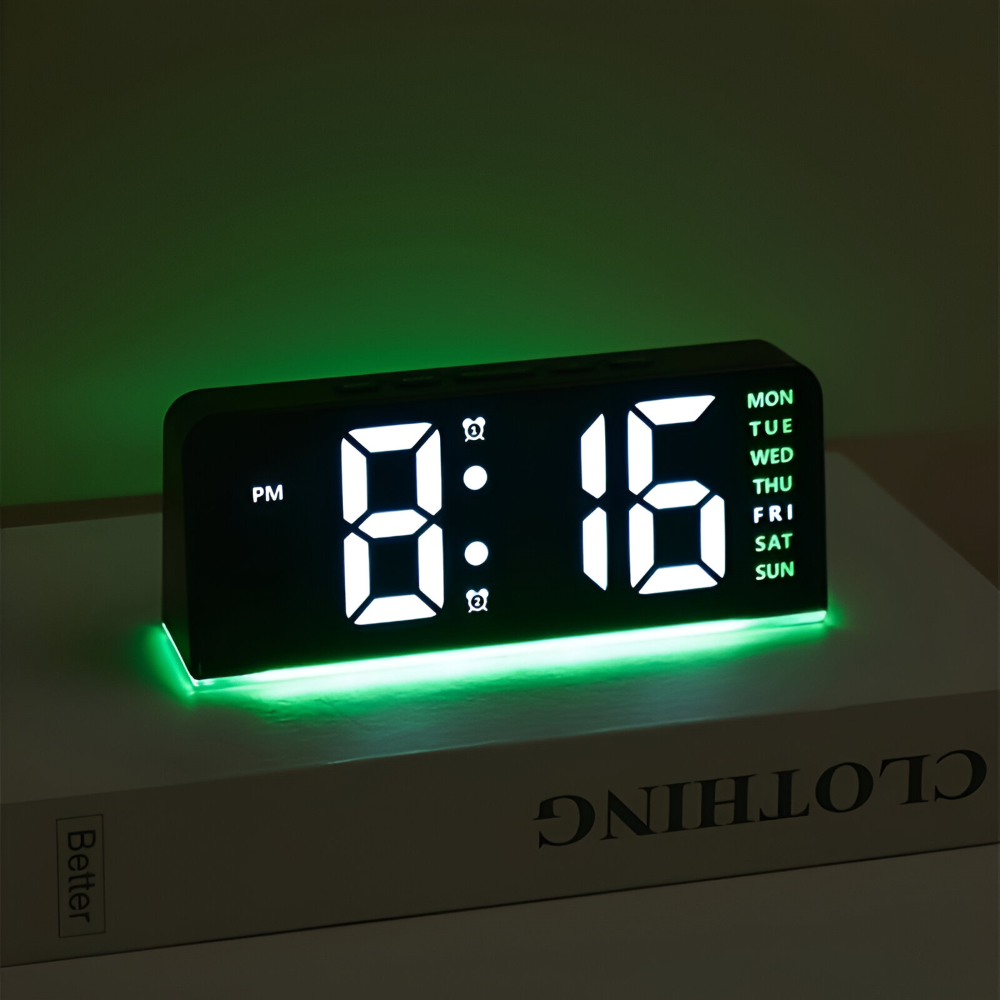 LumiRipple – Modern Tyst LED Väckarklocka i Oregelbunden Design