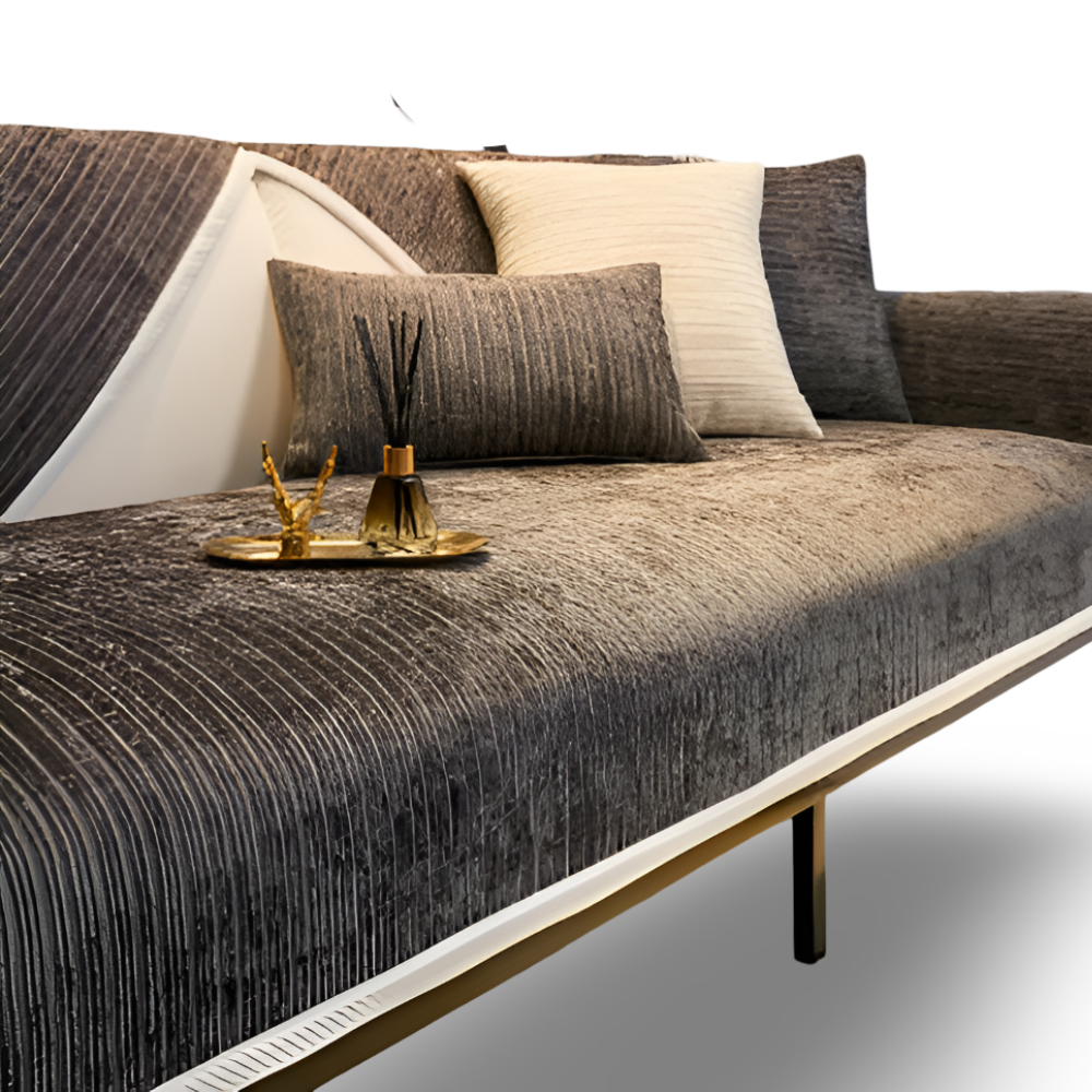 StripeSoft Chenille – Randigt Rutschfritt Sofföverdrag i Premiumkvalitet