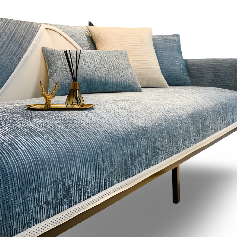 StripeSoft Chenille – Randigt Rutschfritt Sofföverdrag i Premiumkvalitet