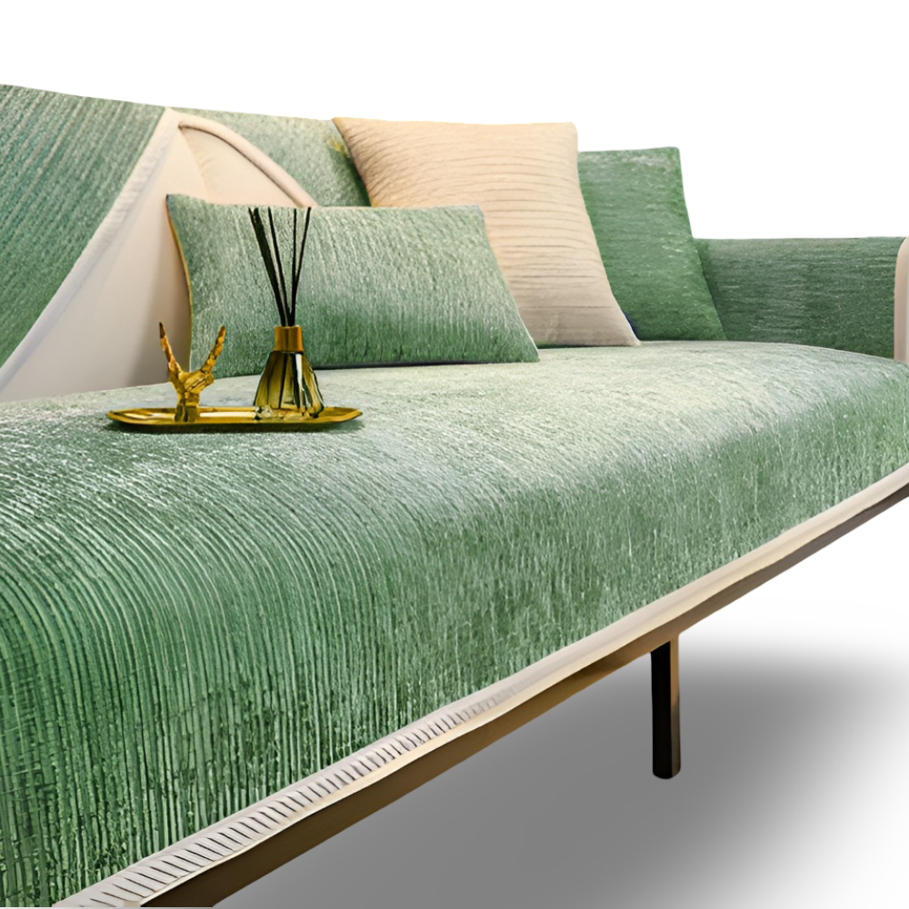 StripeSoft Chenille – Randigt Rutschfritt Sofföverdrag i Premiumkvalitet