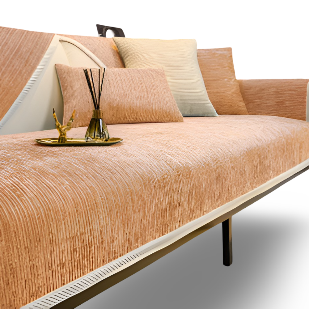 StripeSoft Chenille – Randigt Rutschfritt Sofföverdrag i Premiumkvalitet