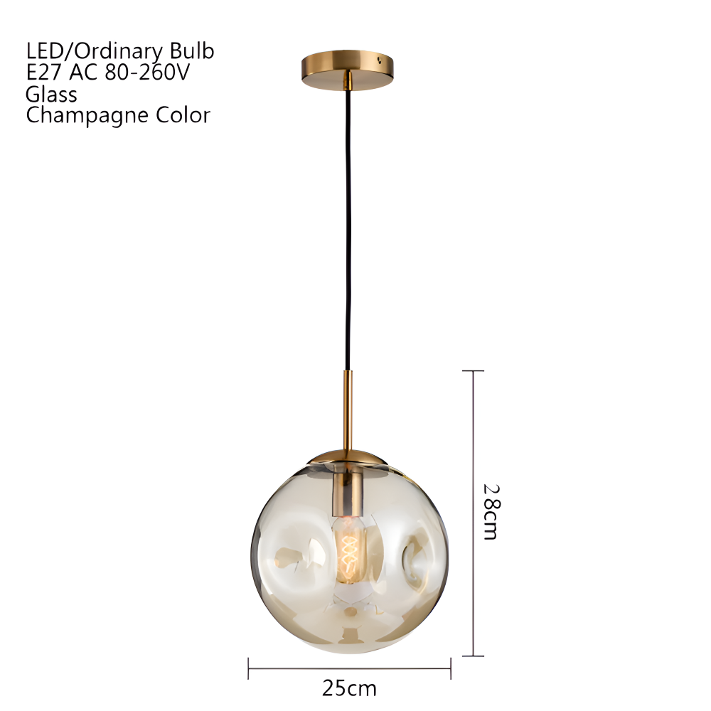 AmberGleam – Vintage Pendellampa i Champagnegrått Glas & Krom