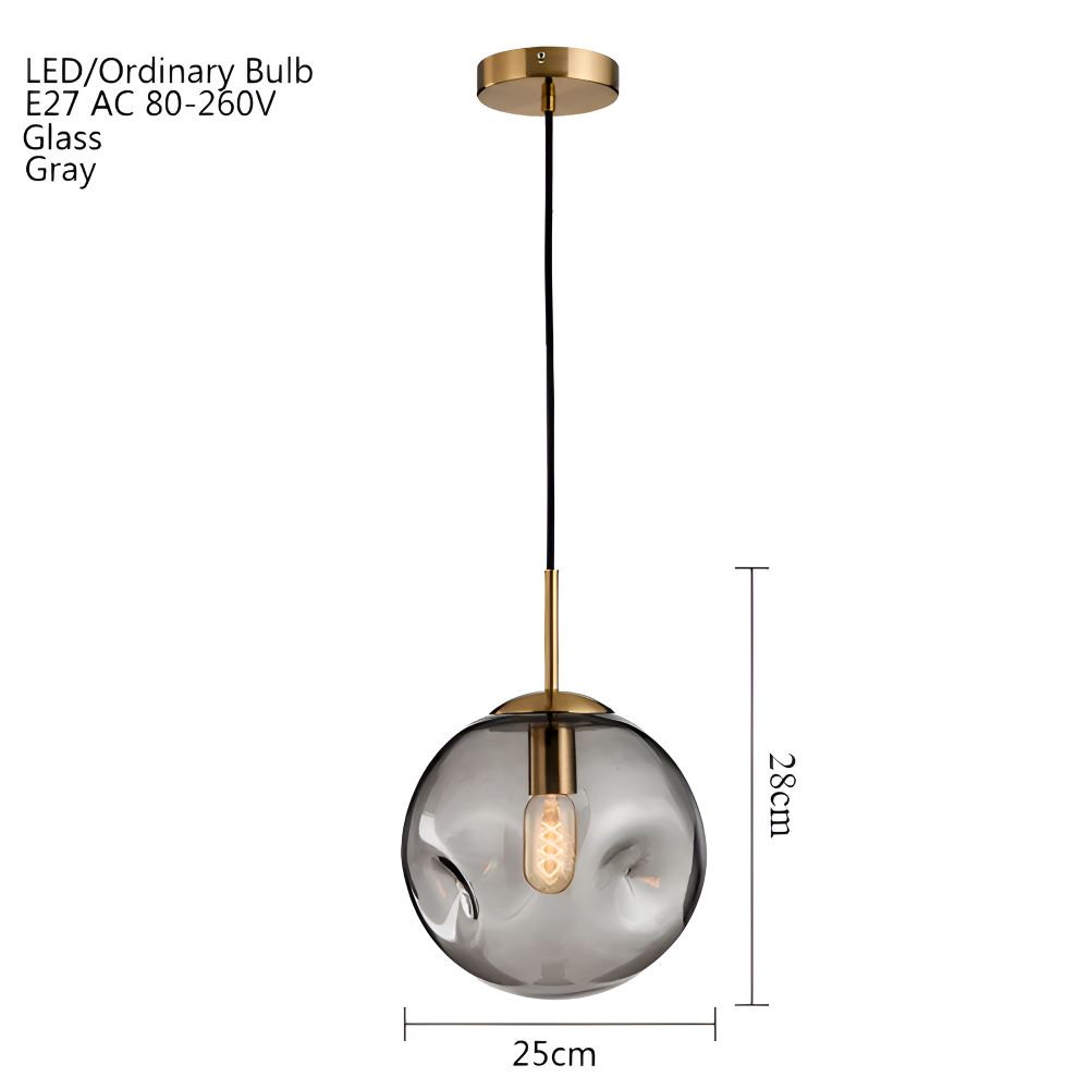 AmberGleam – Vintage Pendellampa i Champagnegrått Glas & Krom