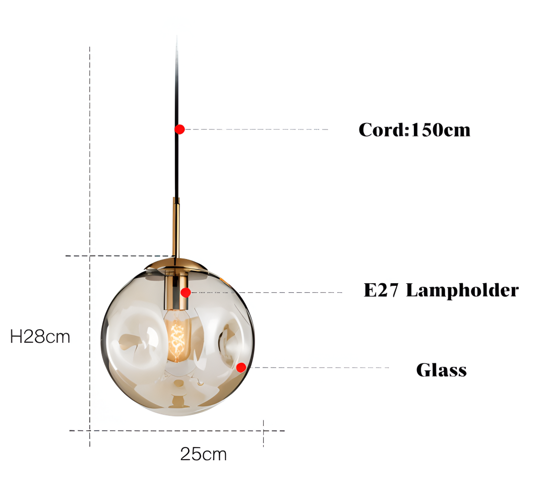 AmberGleam – Vintage Pendellampa i Champagnegrått Glas & Krom