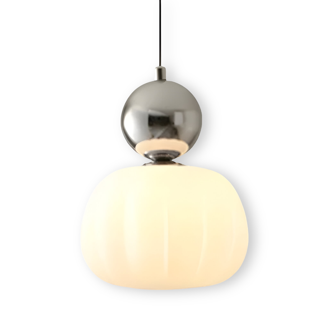 Crémura – Klassisk Art Deco Pendellampa i Crème och Metall