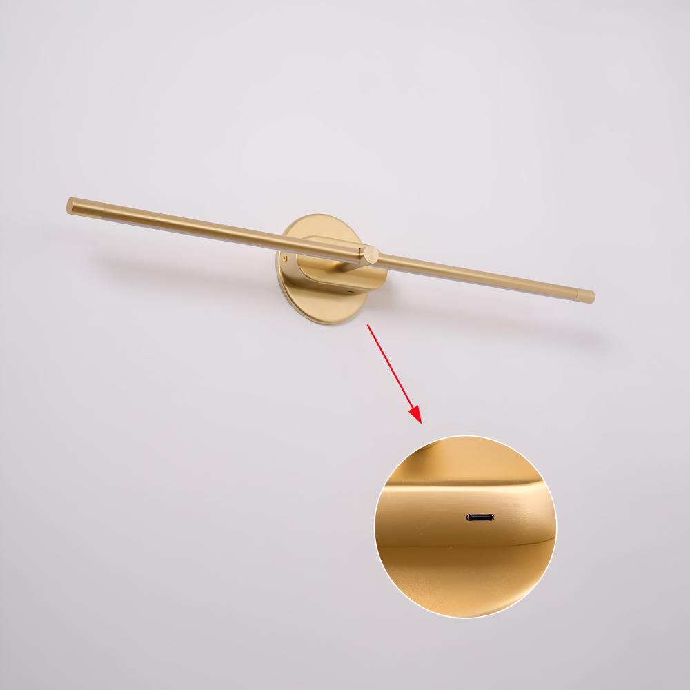 LineaCharge – Trådlös Uppladdningsbar LED Vägglampa i Svart/Guld med Slim Design