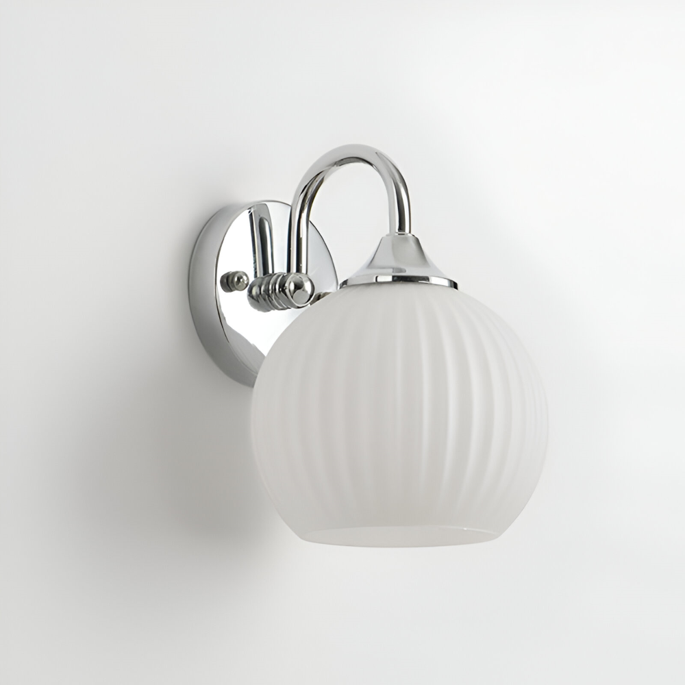 GlowSphere – Randig Glasvägglampa i Modern Klotdesign