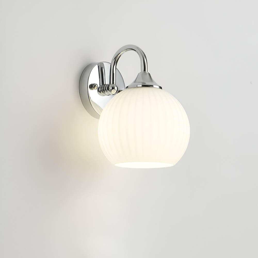 GlowSphere – Randig Glasvägglampa i Modern Klotdesign