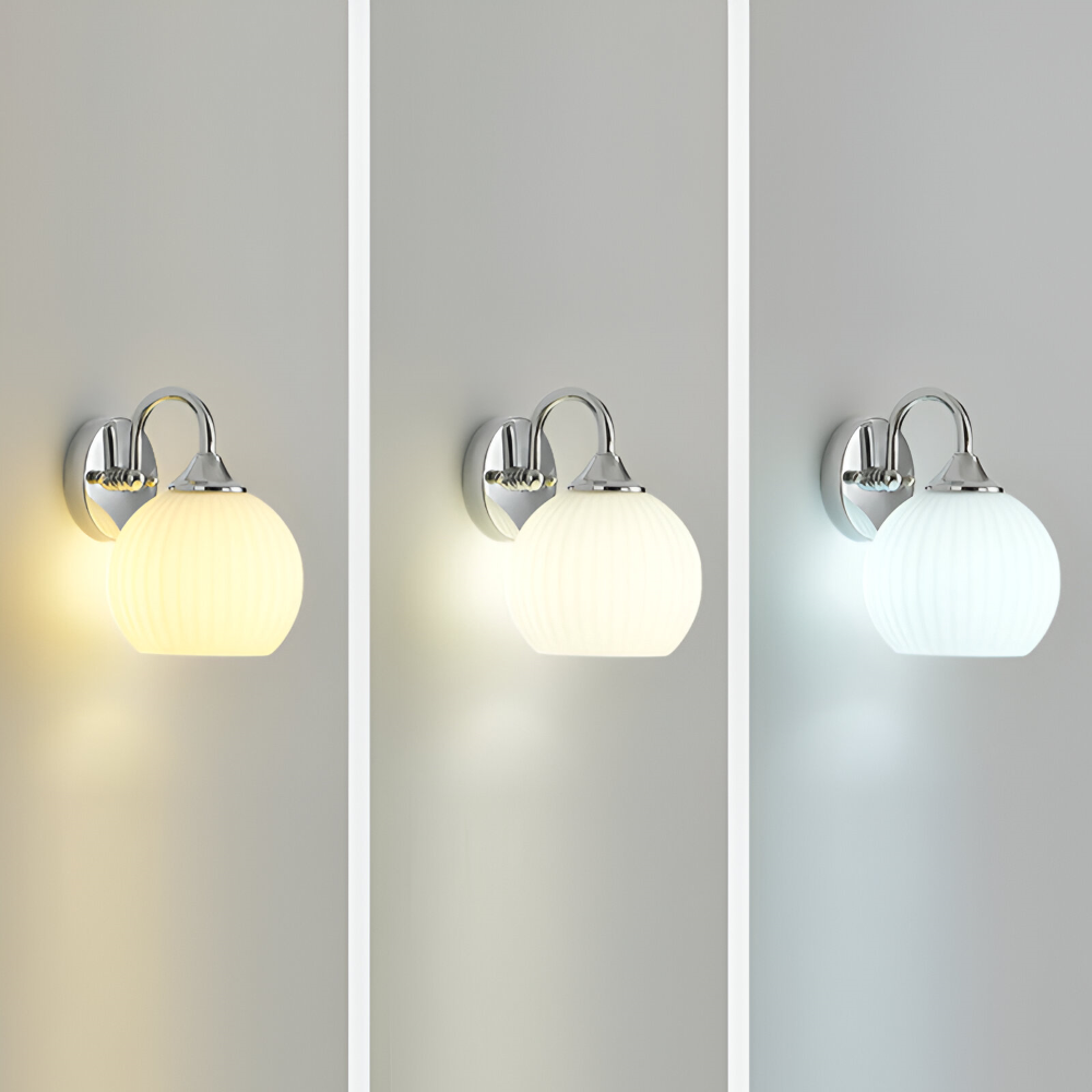 GlowSphere – Randig Glasvägglampa i Modern Klotdesign