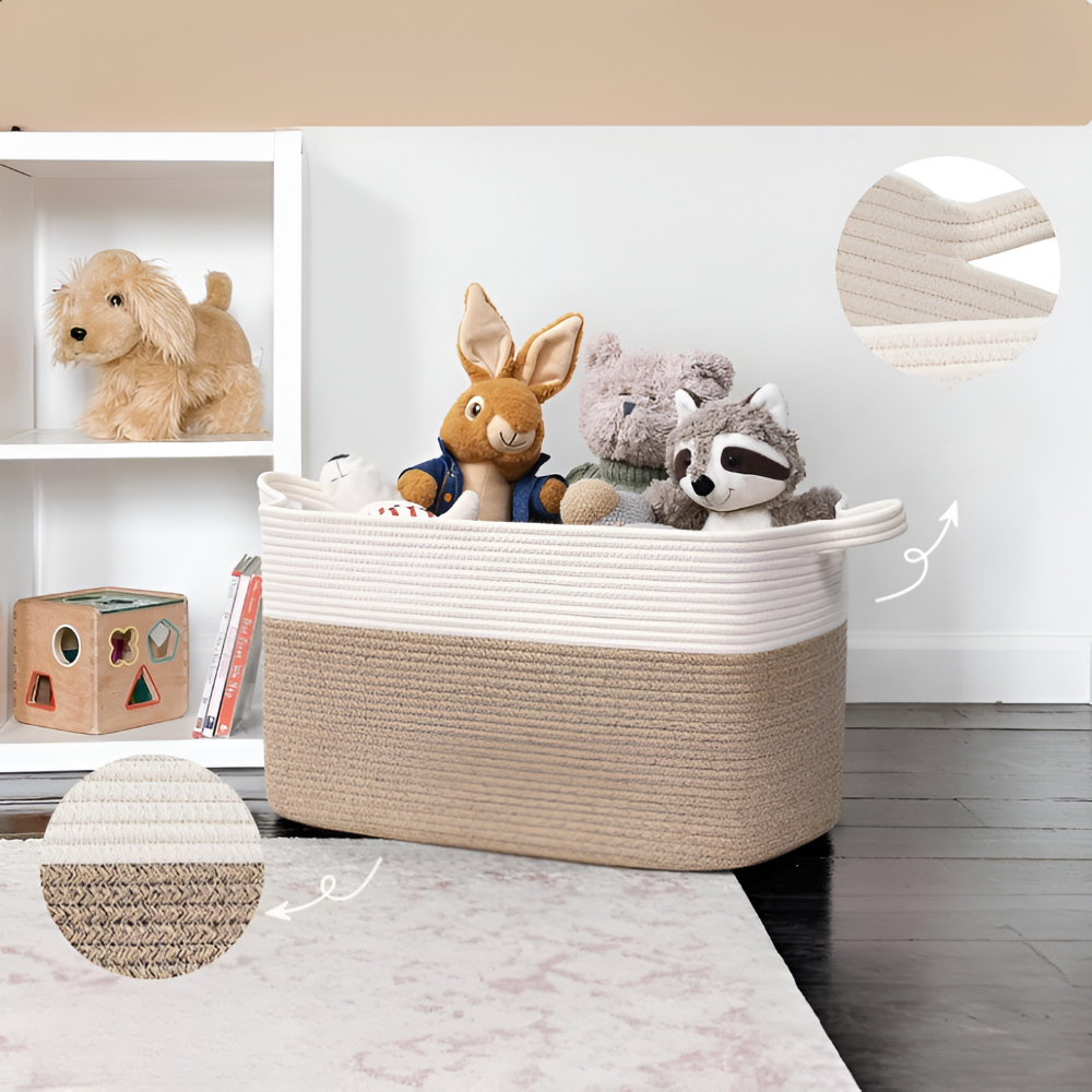 Elvara – Rektangulär Förvaringskorg i Bomullssnöre 65L, Stilren & Rymlig