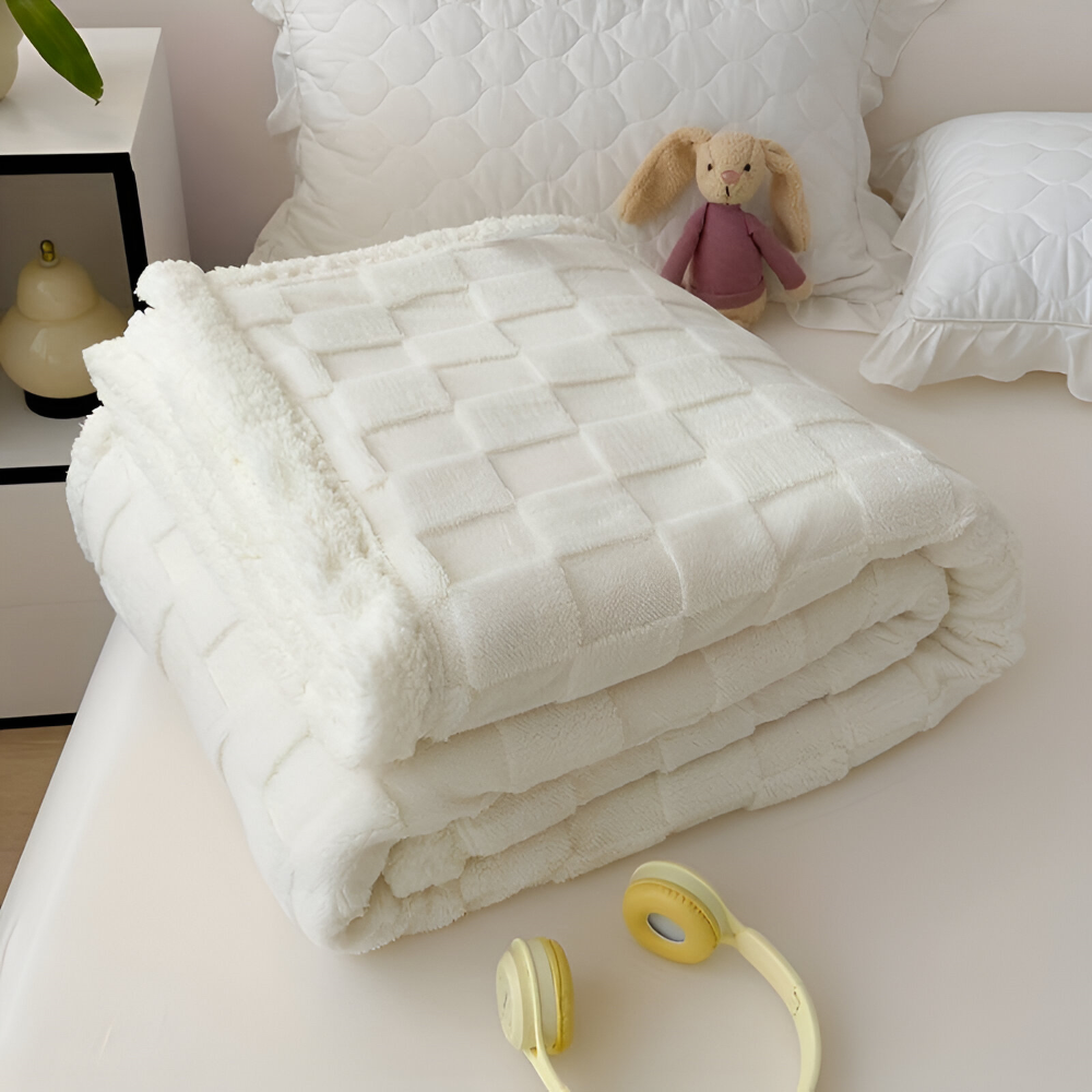 CozyCheck Luxe – Vändbar Vinterpläd i Tjock Isolerad Fleece