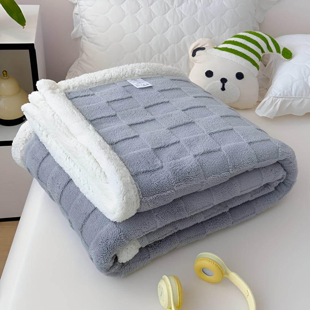 CozyCheck Luxe – Vändbar Vinterpläd i Tjock Isolerad Fleece