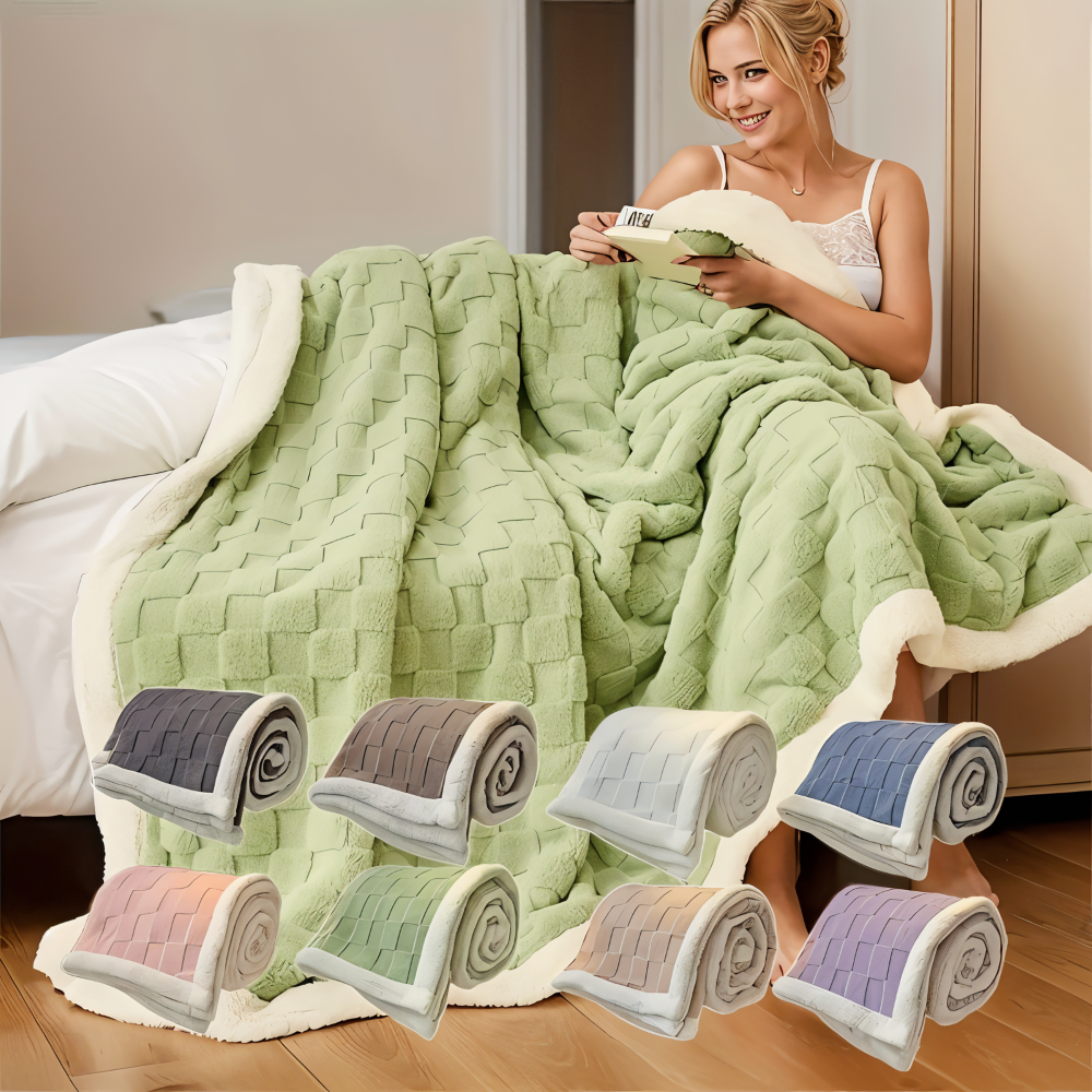 CozyCheck Luxe – Vändbar Vinterpläd i Tjock Isolerad Fleece