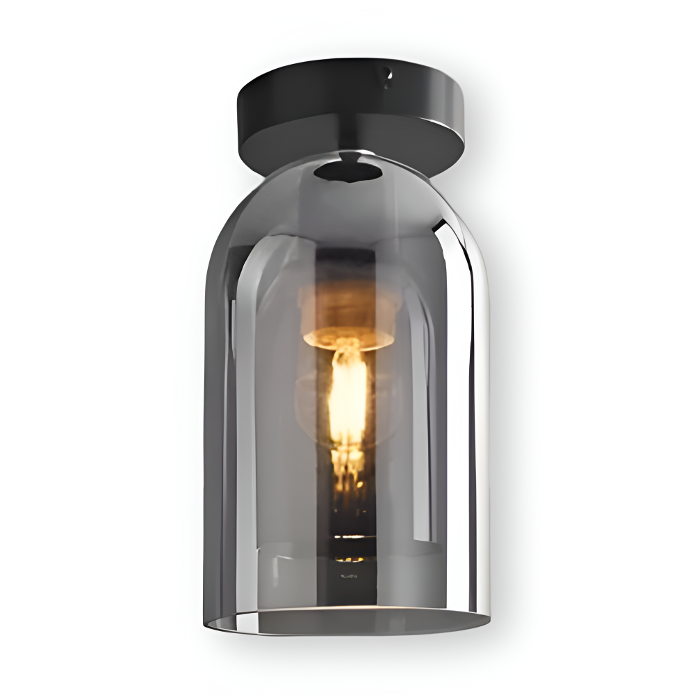 LumoSphere – Modern LED Taklampa i Glas med Svart & Guld Finish