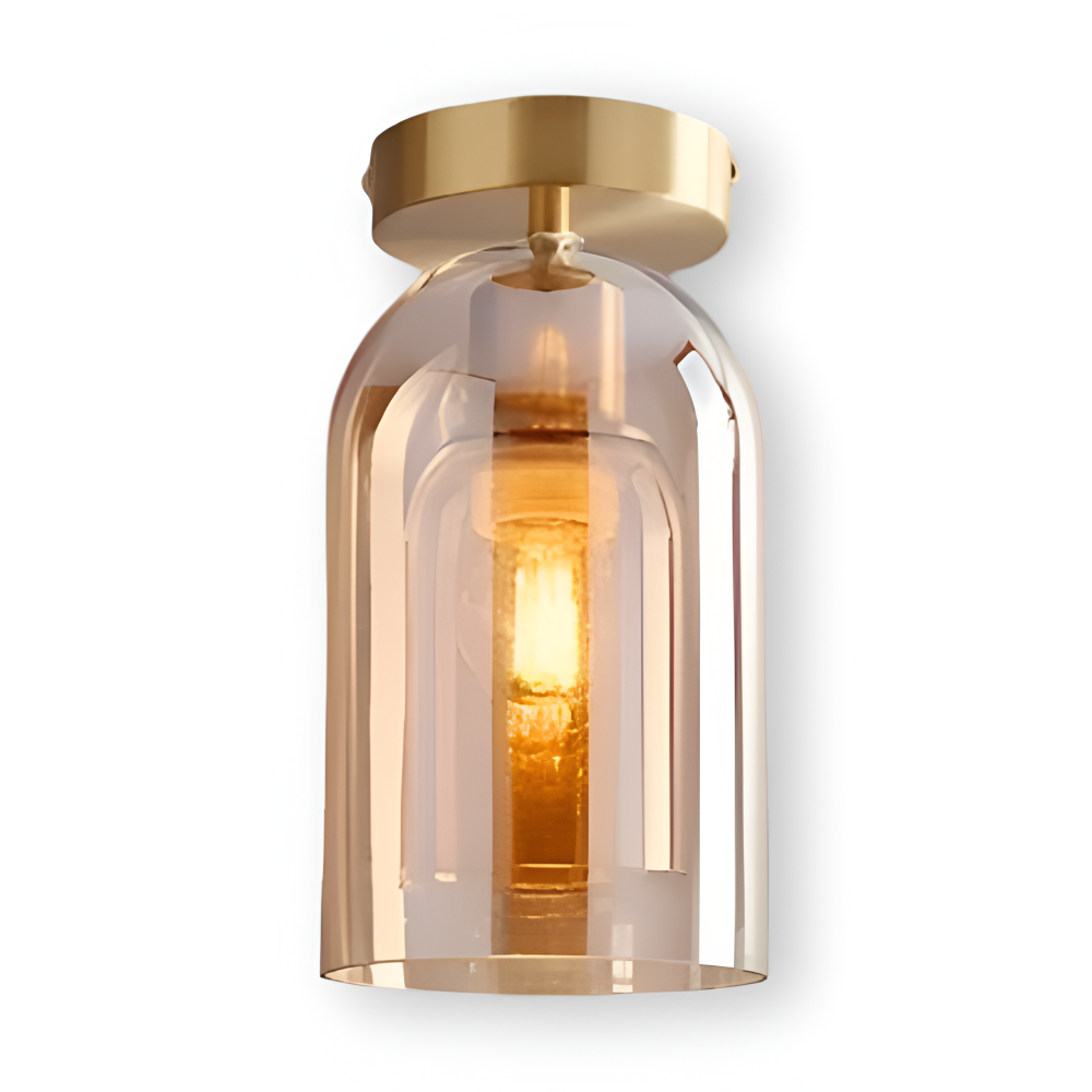 LumoSphere – Modern LED Taklampa i Glas med Svart & Guld Finish