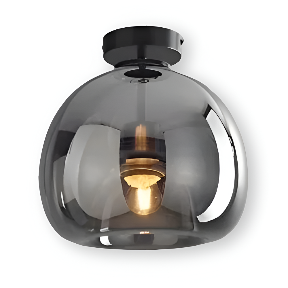 LumoSphere – Modern LED Taklampa i Glas med Svart & Guld Finish