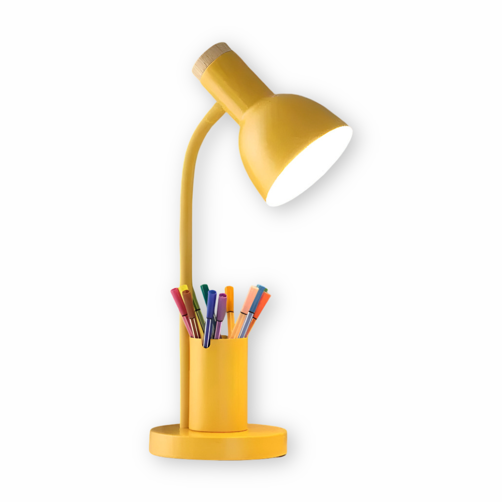 NordGlow – Modern Nordisk LED Bordslampa med Pennhållare och Ögonvänlig Belysning