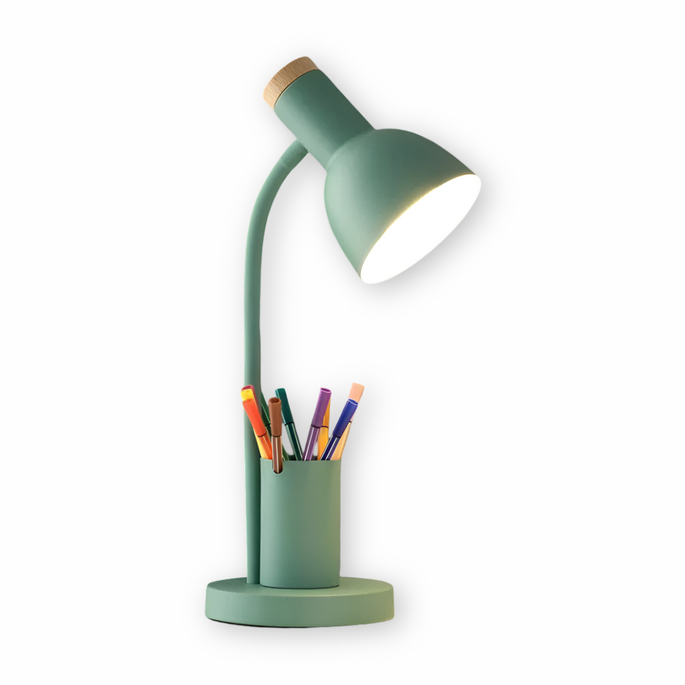 NordGlow – Modern Nordisk LED Bordslampa med Pennhållare och Ögonvänlig Belysning