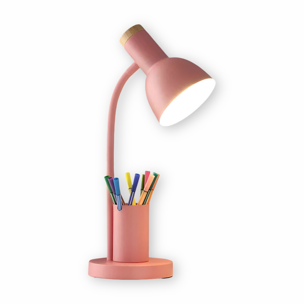 NordGlow – Modern Nordisk LED Bordslampa med Pennhållare och Ögonvänlig Belysning